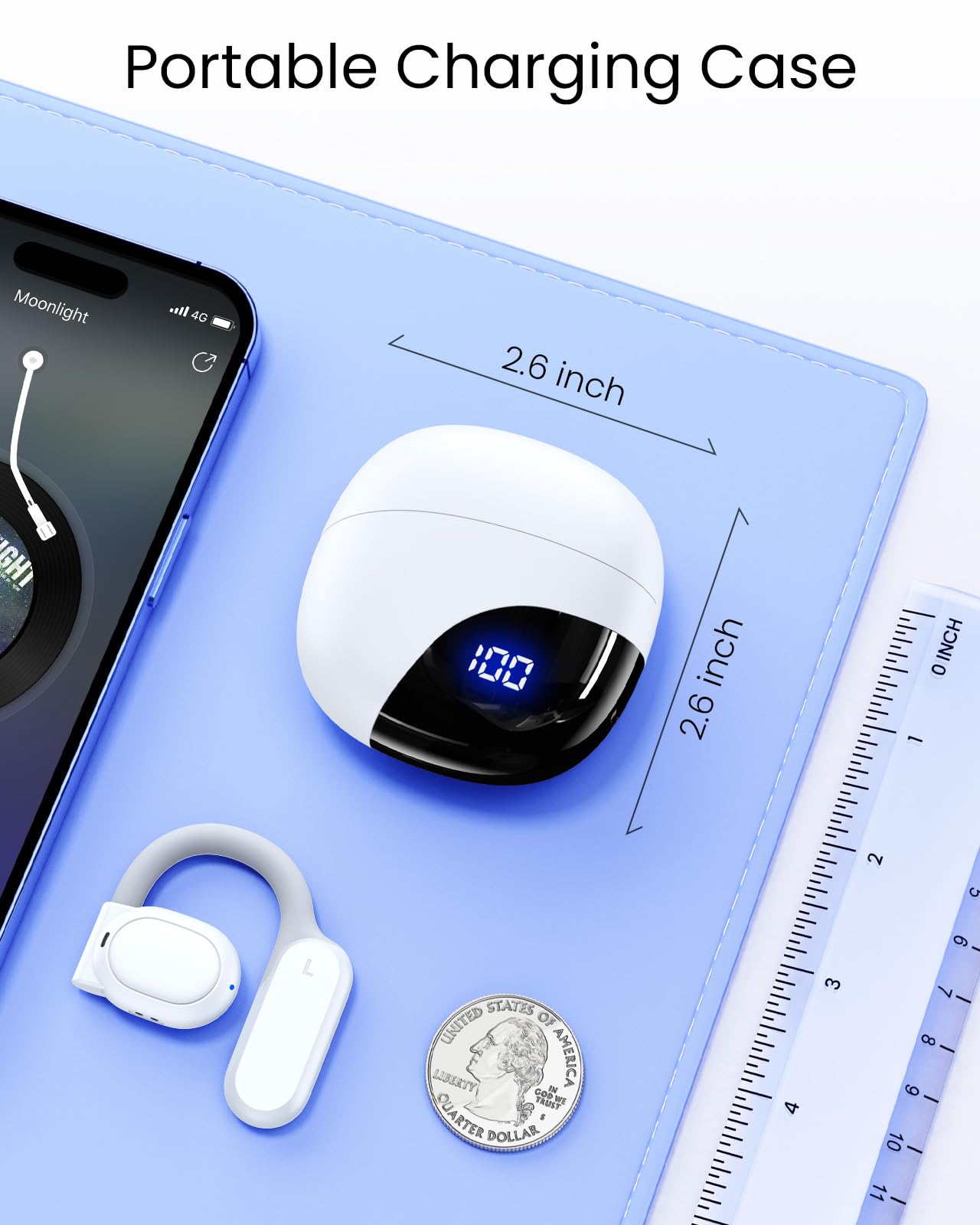 AI Translation Earbuds Real Time 164 Languages 80H Playtime Translator Ear Buds Audifonos Traductores Inglés Español Wireless Earphones Bluetooth Headphones for Travel Business Meeting Learning White