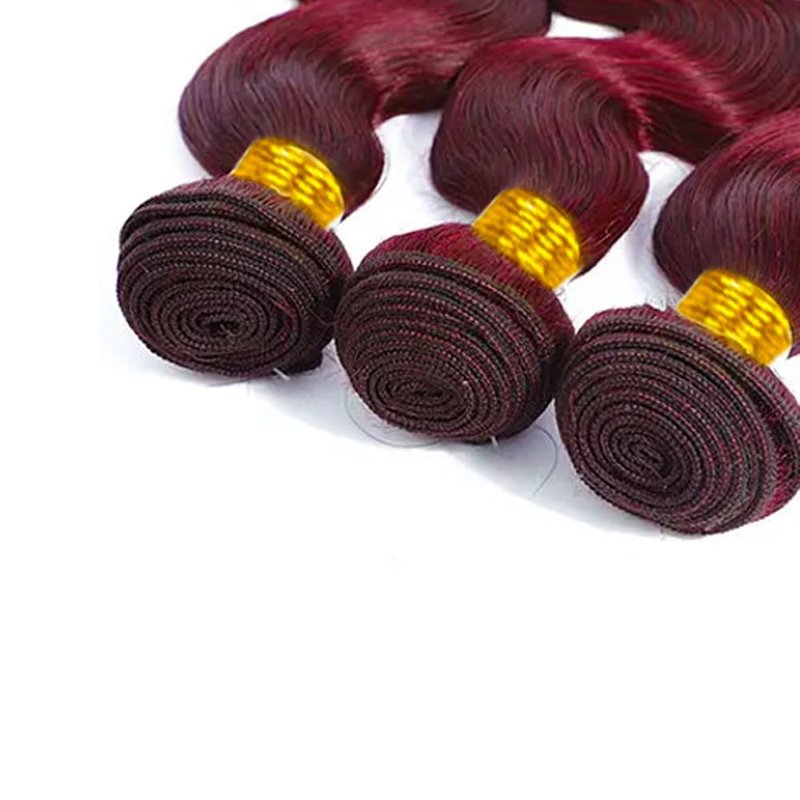GLSMOSNW Burgundy Human Hair Bundles 10 12 14 Inch Wine Red Bundle Unprocessed Brazilian Virgin Human Hair Extensions 99j Body Wave Bundles For Women