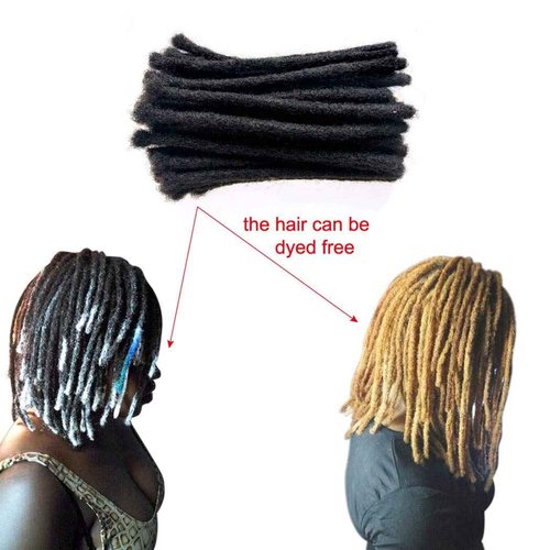 BESHINNAAUL Human Hair Handmade Permanent Dreadlocks Natural Black #1B Locs extension Small Size(diameter 0.4cm) 12inch 20 Strands/Pack