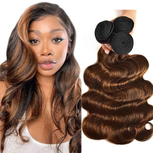 Habiliana Human Hair Bundles 20 22 24 Inch Chocolate Brown P4/30 Body Wave Bundles Human Hair 100% Unprocessed Soft Sewn In with Double Drown Weft for Black Women