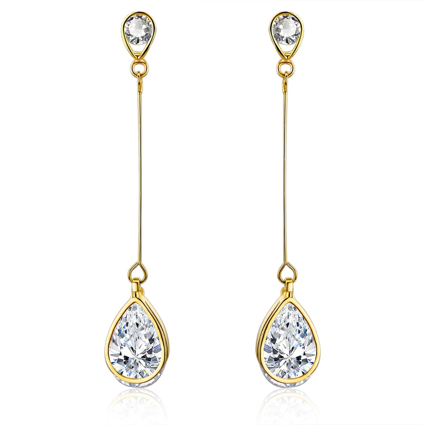SBLING Cubic Zirconia Teardrop Earrings, Diamond Earrings, Wedding Earrings for Brides Bridesmaids, Bridal Dangle Earrings, Teardrop Crystal Drop earrings for Women Jewelry Gifts