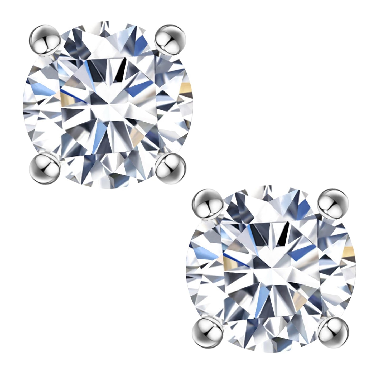 Impalsory Moissanite Stud Earrings 1.2CT 7mm for Women Men, 925 Sterling Silver Hypoallergenic Earrings, 18K White Gold Plated, Secure Friction Back, Brilliant Round Cut D Color VVS1