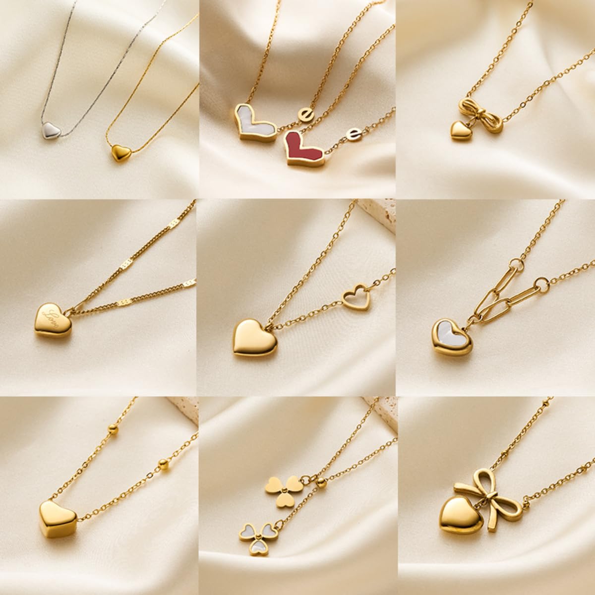 18k Gold Plated Heart Necklace for Women, Adjustable 18-20 Inch Love Heart Pendant Choker, Elegant Gift for Valentine's Day, Anniversary, Birthday for Her, Girlfriend, Wife (Nature-Inspired Organic)