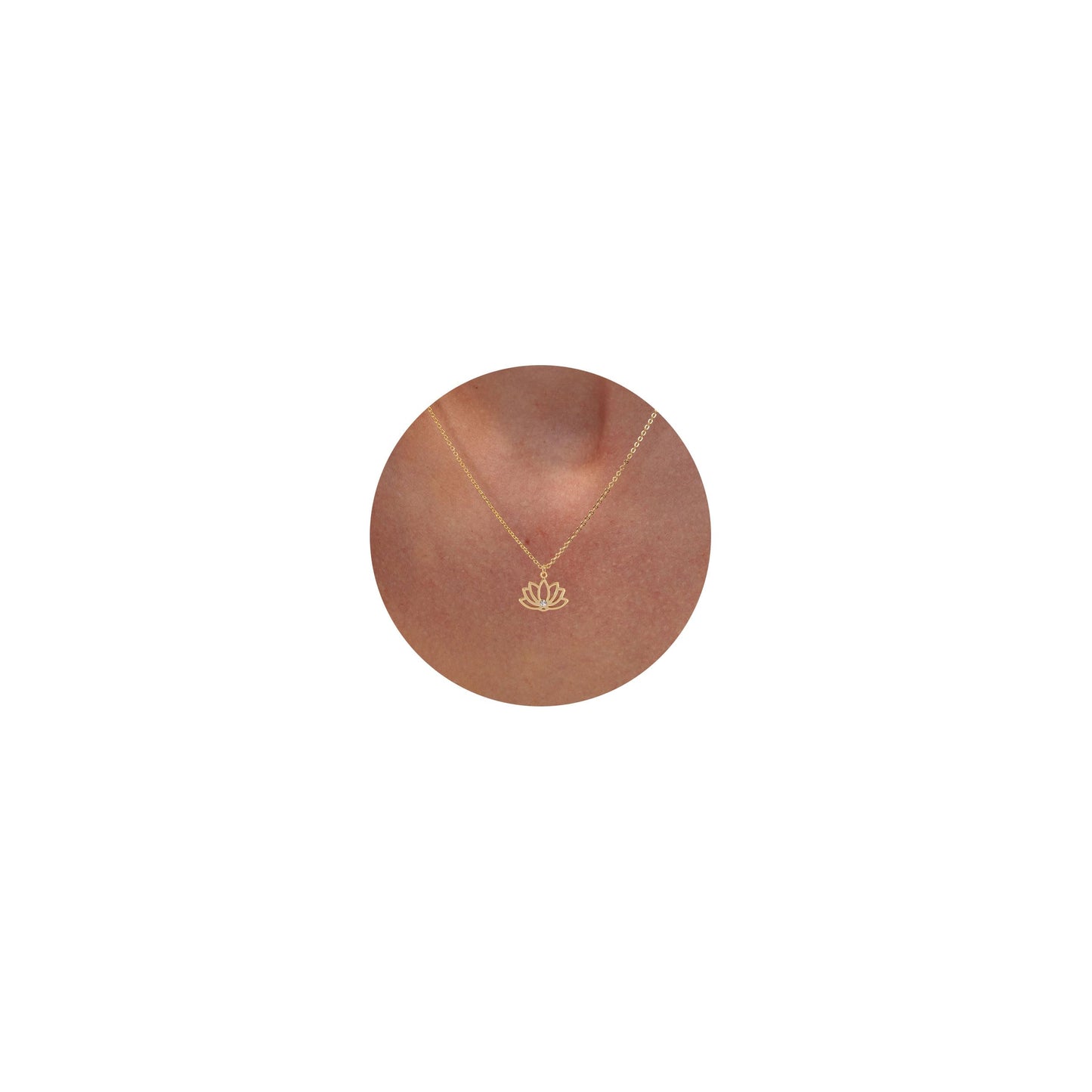 VRIUA Lotus Flower Necklace for Women 14k Plated Tiny Diamond Lotus Pendant Dainty Necklace Minimalist Simple Jewelry