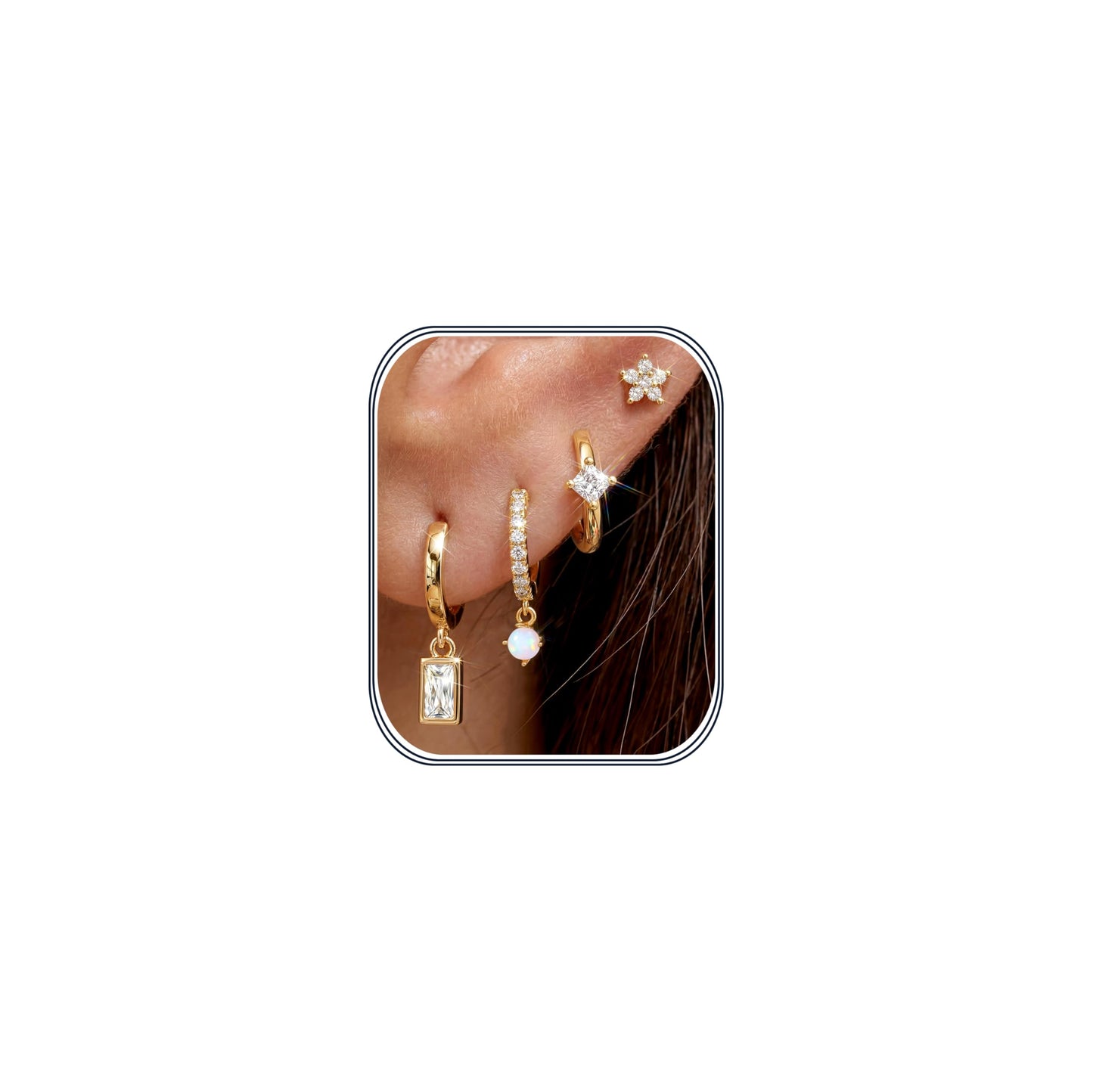 MILACOLATO 4 Pairs Gold Earrings for Women, Hypoallergenic 14K Gold Filled Small Stud Hoop Earrings Set for Multiple Piercing, Dainty Lightweight Cartilage Huggie Earrings Stacks Trendy Jewelry Gifts, C