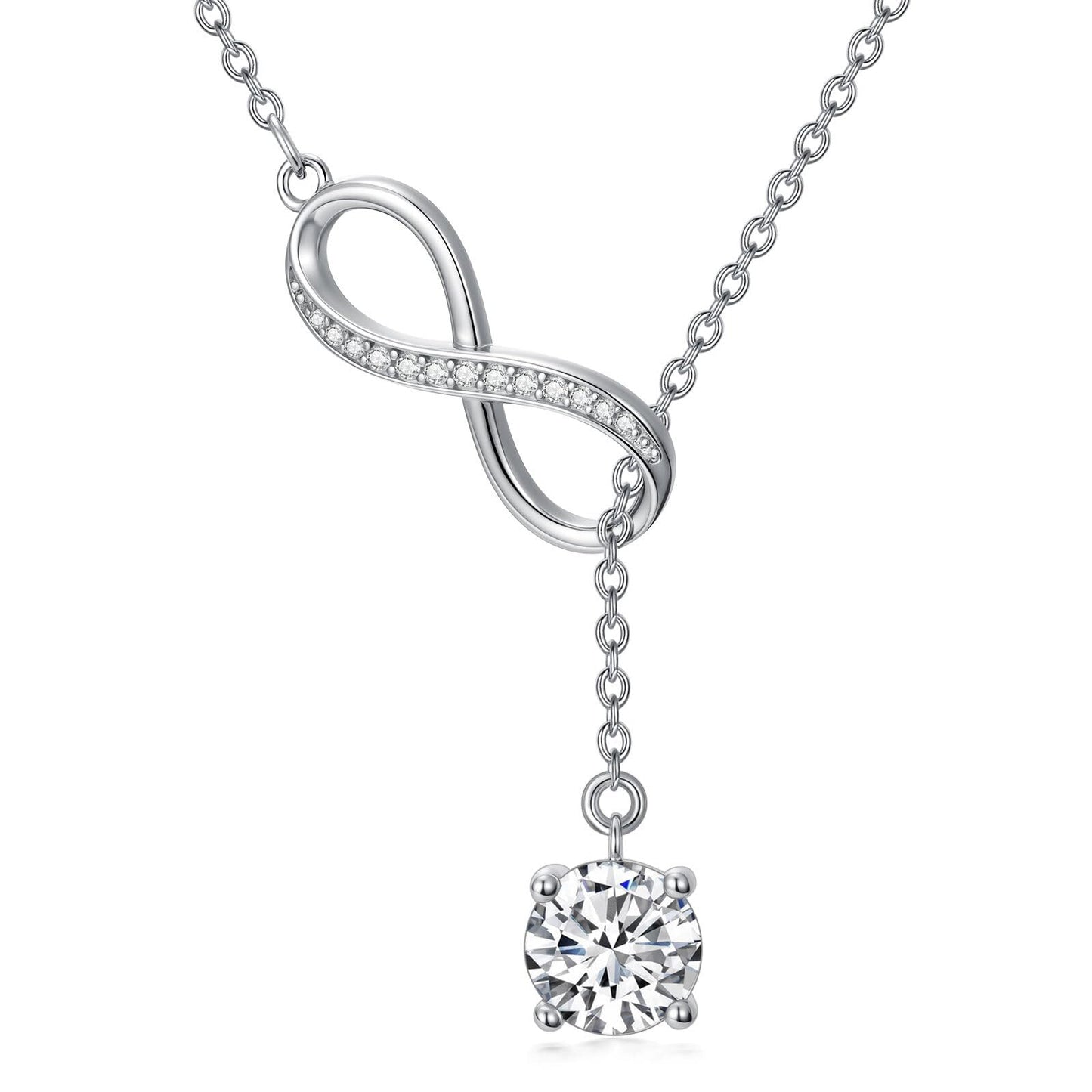 YYB Y Necklace Infinity Pendant Lariat Necklace for Women 925 Sterling Silver Drop Necklaces Christian Jewelry Birthday Anniversary Mothers Day Gifts for Mom Sister Girlfriend