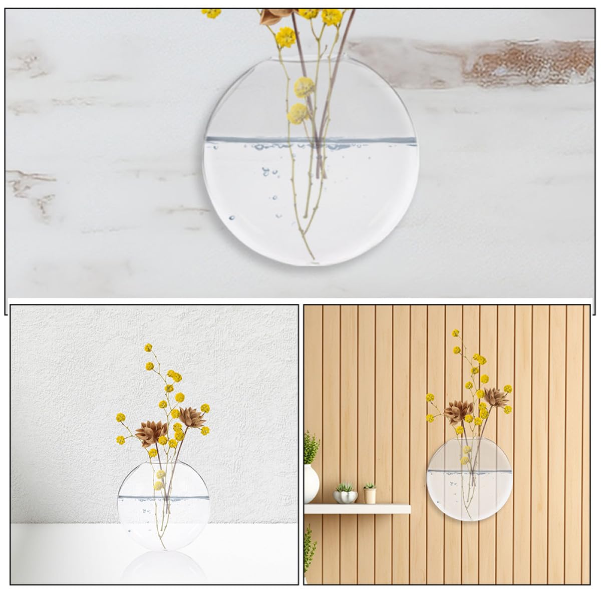 UTHCLO 2pcs Wall Hanging Hydroponic Vase Set Glass Terrarium Planter Pot for Indoor Plant Decoration