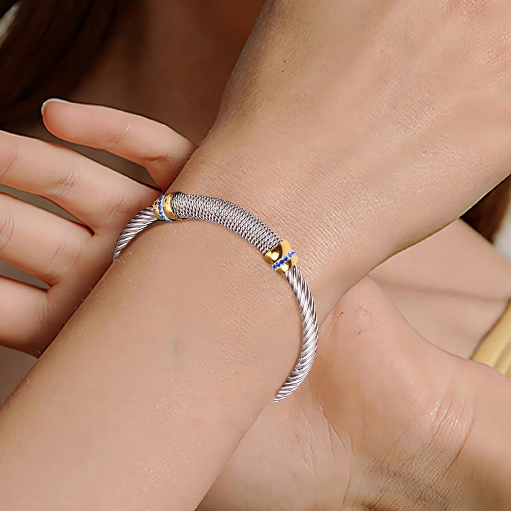 925 Sterling Silver Bracelet for Women Chunky Open Bangle for Men Twisted Cable Wire Bangle Bracelet Open Cuff Bangle Bracelet Simple Cuff Bangle Jewelry Gift for Valentine's Day Birthday Graduation