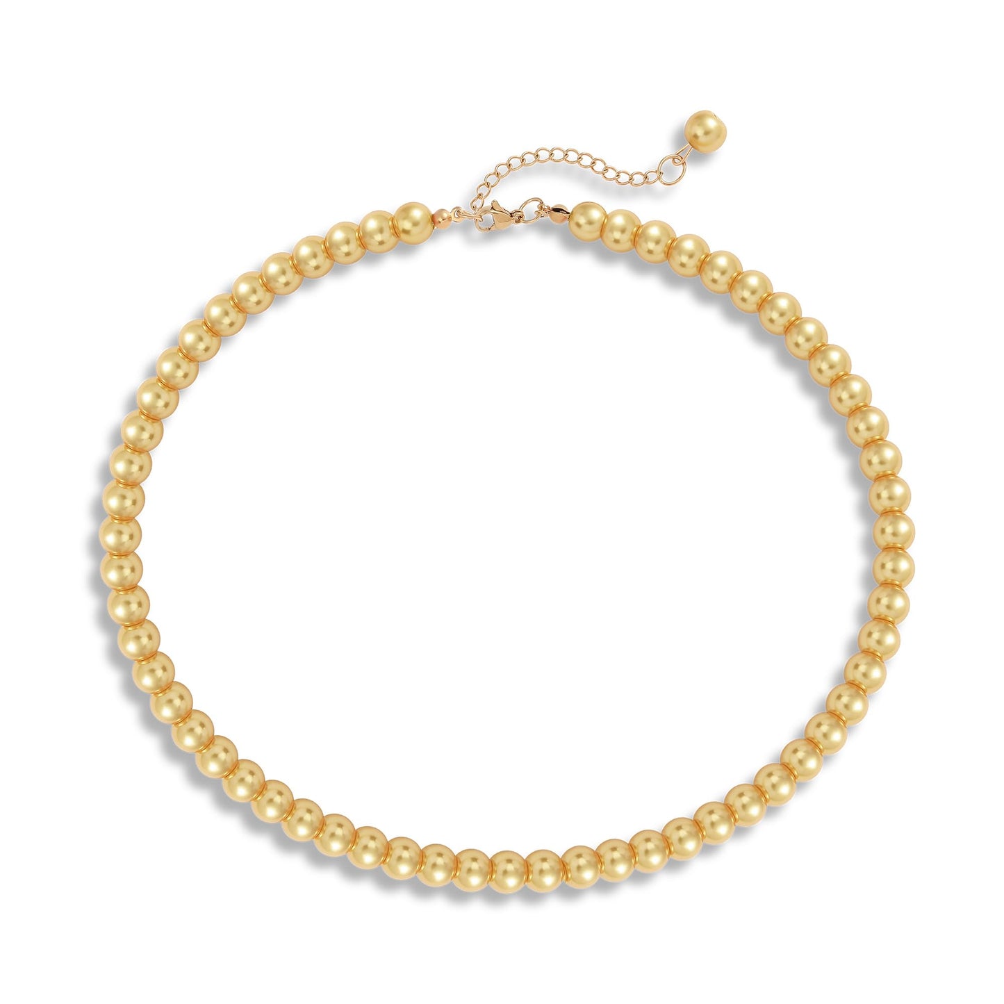 LAYWAF Imitation Pearl Necklace for Women Mom Wedding Bride, Fake Pearl Choker Yellow Necklace, 8MM Beaded Necklace, Simple Faux Pearls Jewelry, Costume Pearl Accessories