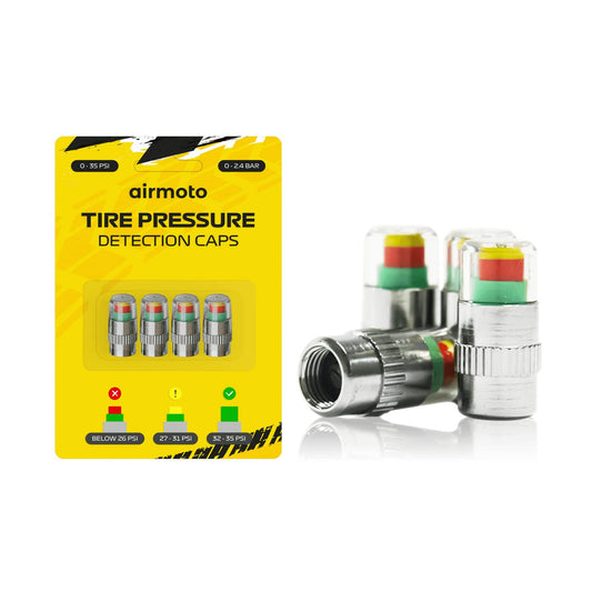Airmoto Tire Pressure Caps, Easy to Read 3 Color Car Tire Pressure Monitor Valves, 4pcs, 32-to-35 PSI