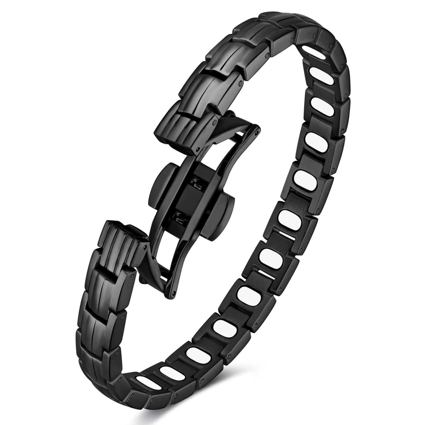 Feraco 5X Strength Magnetic Bracelets for Women, Stainless Steel Magnet Bracelet with Ultra Powerful 5000 Gauss Neodymium Magnets, Upgraded Butterfly Clasp, Adjustable Jewelry Gift
