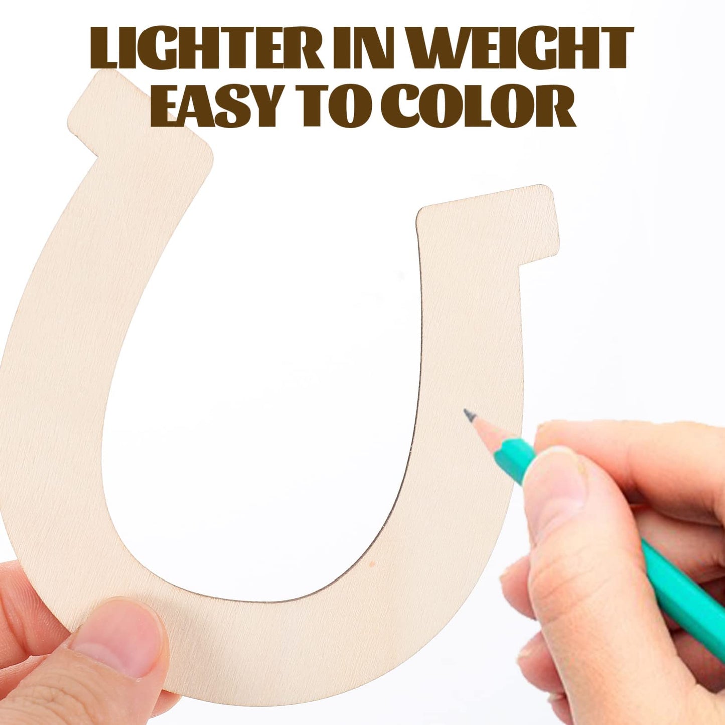 EXCEART Horseshoe Shape Unfinished Wood Slices 3.6 Inch DIY Wooden Cutouts for Kids Hand-Painted Crafts Home and Holiday Decoration