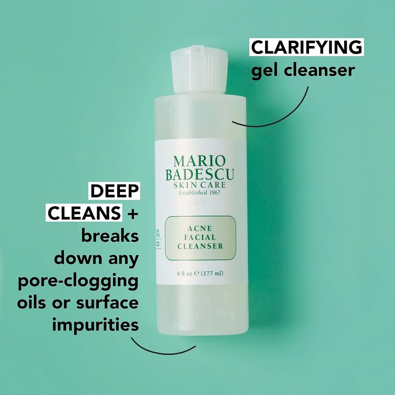 Mario Badescu Acne Facial Cleanser & Special Cucumber Lotion Set | Oil-Free Face Wash with Salicylic Acid & Aloe Vera + Non-Drying Toner for Excess Oil & Breakouts | 6 Fl Oz & 8 Fl Oz