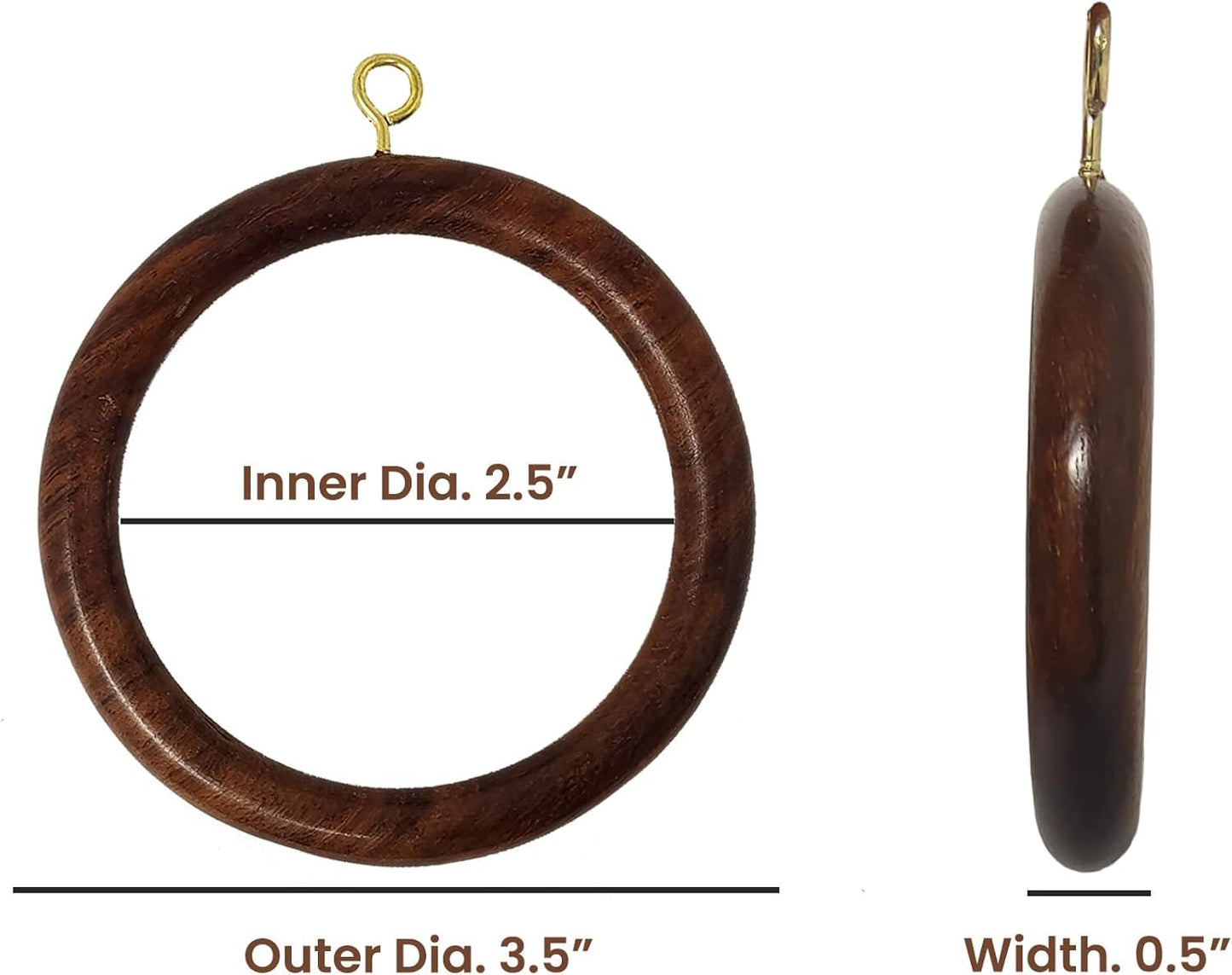 Handmade Classic Wooden Curtain Rings for Window and Door Decoration Wood Drapery Rod Rings for Home Decor-(50 Pcs, Inner Dia : 2.5)
