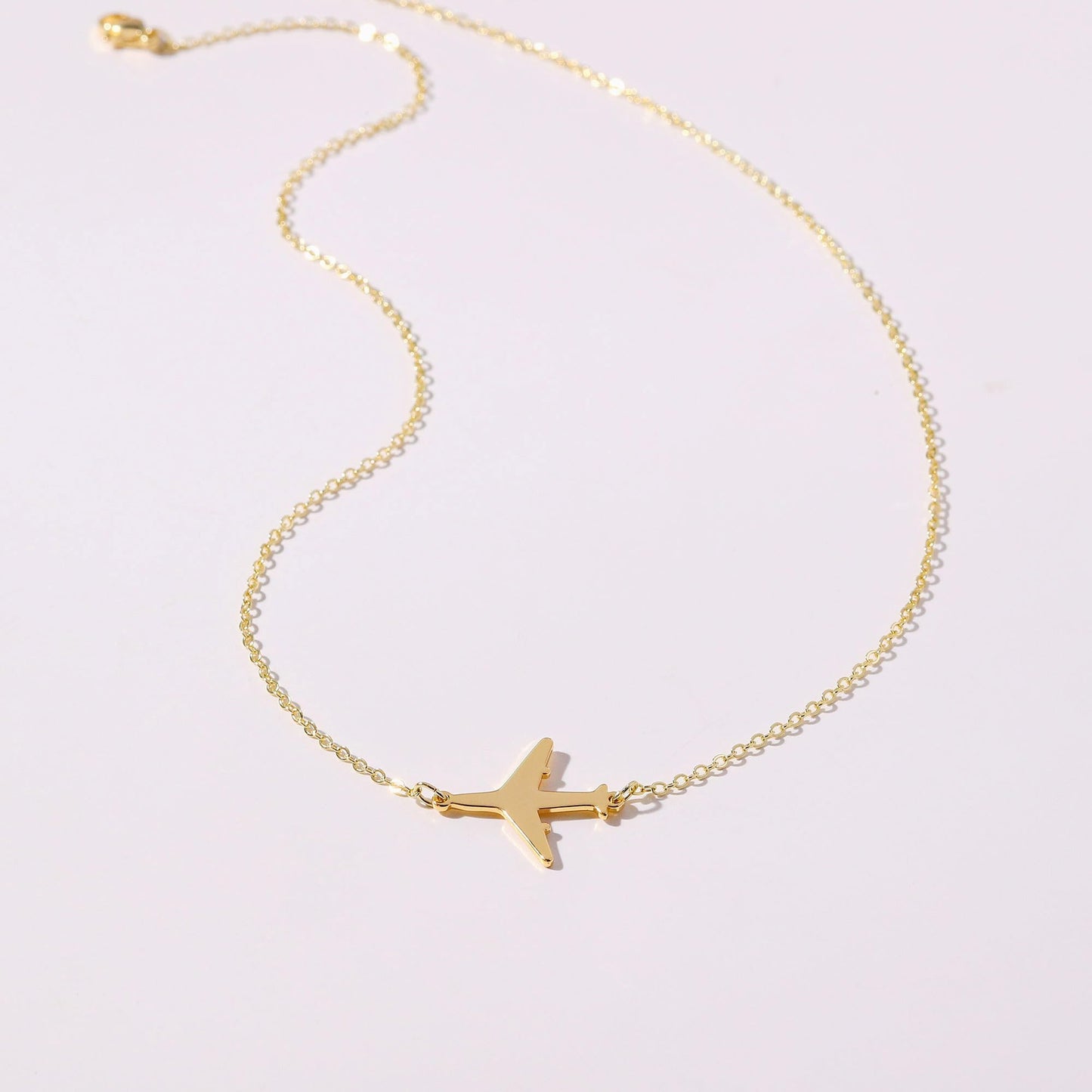 GUOKE Gold Airplane Necklace - Dainty Gold Necklace 14K Gold Plated Necklace Plane Necklace Gold Necklaces Jewelry