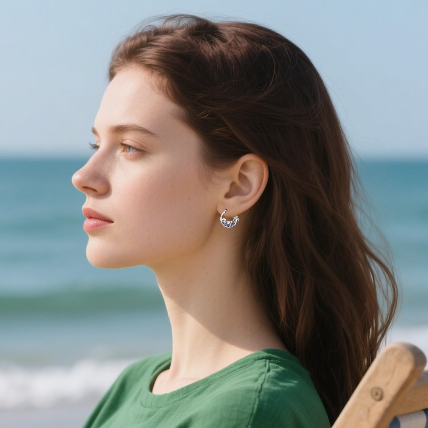 Dolphin Earrings 925 Sterling Silver Ocean Palm Tree Hoop Earrings Beach Themed Summer Jewelry Dolphin Graduation Gifts for Women Daughter Her