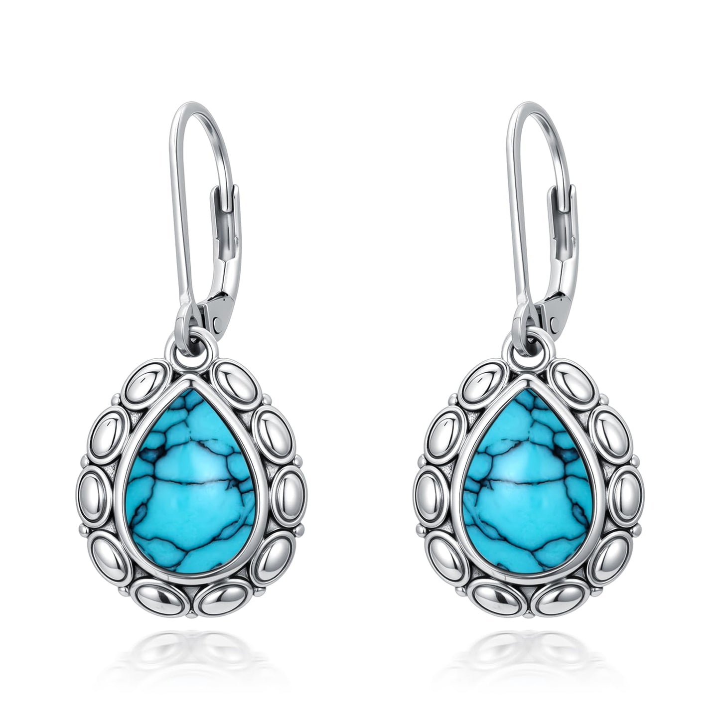 YYmqmq Western Earrings for Women 925 Sterling Sliver Turquoise Dangle Drop Earrings Leverback Country Turquoise Jewelry Western Jewelry Cowgirl Gifts for Women Girlfriend