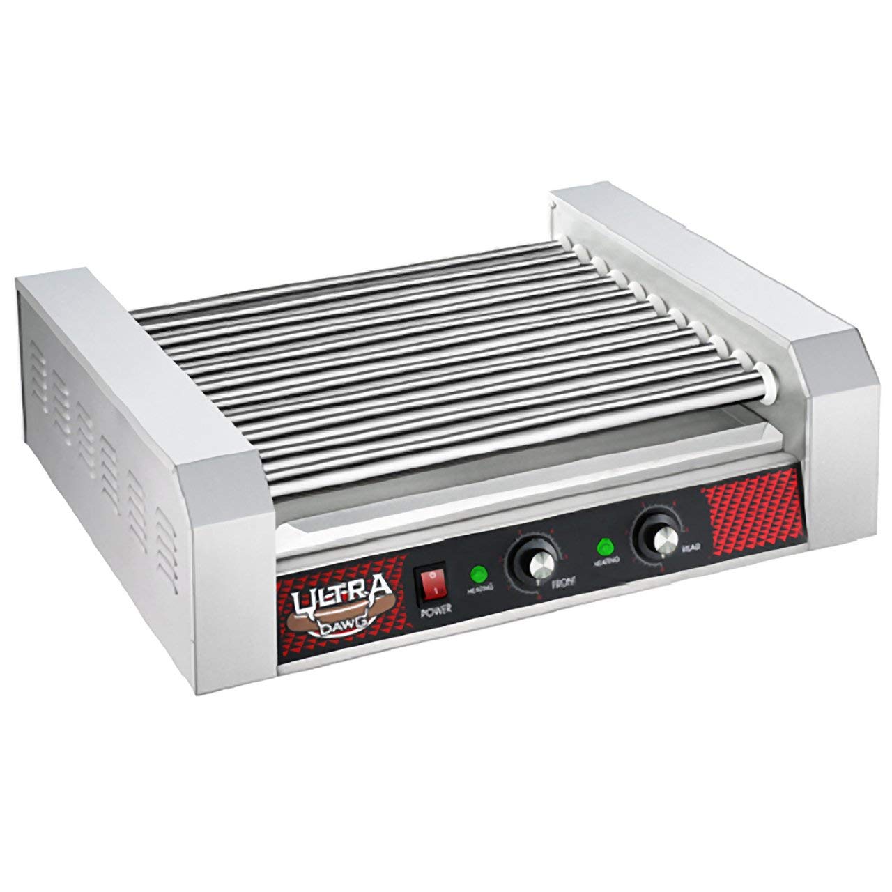 11 Roller Hot Dog Machine – Countertop Hot Dog Roller with Dual Temperature Zones Makes Up to 30 Hotdogs, Brats, or Sausages by Great Northern Popcorn