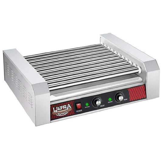 11 Roller Hot Dog Machine – Countertop Hot Dog Roller with Dual Temperature Zones Makes Up to 30 Hotdogs, Brats, or Sausages by Great Northern Popcorn