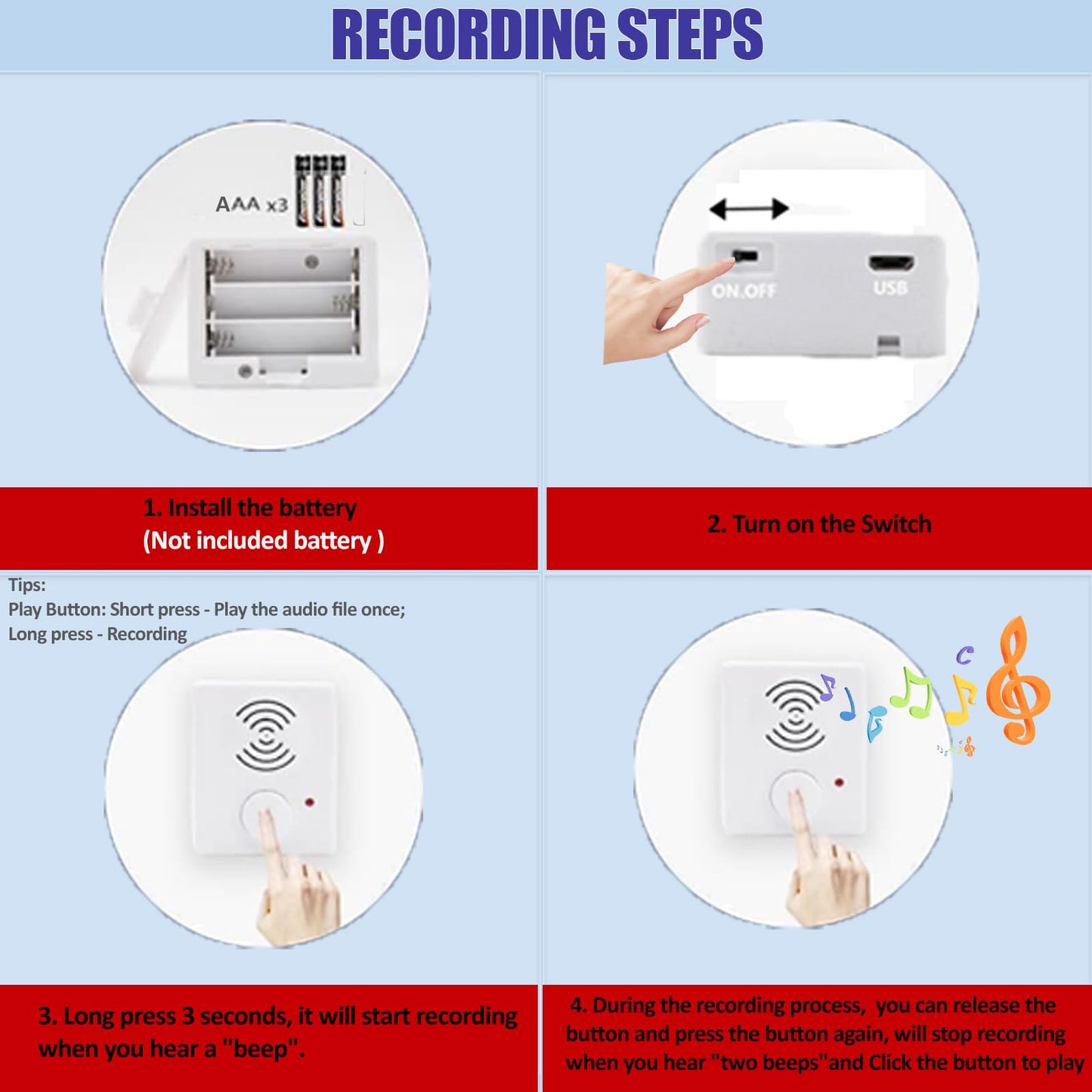 XLW 16 Minutes Voice Recorder for Stuffed Animals,Voice Box for Recordable Presents Button Sound Box for Crafters, Hobbyists, Stuffed Animals,School Presentations,Personalized Items,etc-White-2P
