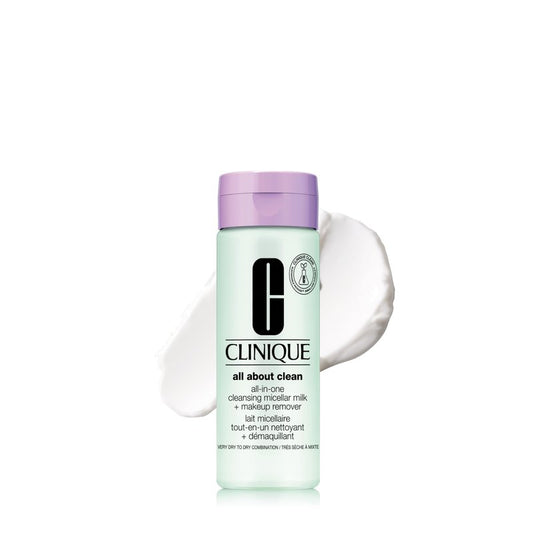 Clinique 3-Step All About Clean All-in-One Cleansing Micellar Milk + Makeup Remover With Glycerin + Vitamin E, 6.7 Fl Oz