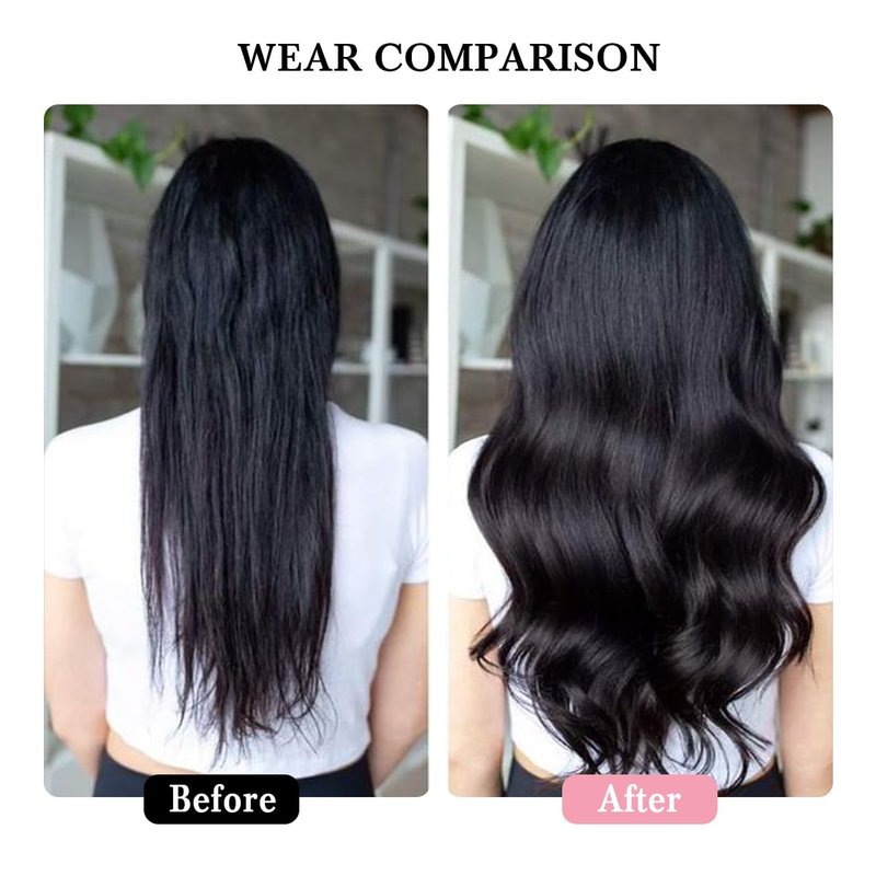 Clip in Hair Extensions,120g/7Pcs Human Hair Clip in Extensions Brazilian Virgin Human Hair Extensions for Women Straight Natural Black Seamless Invisible Hair Extensions Clip ins Double Weft 14 Inch