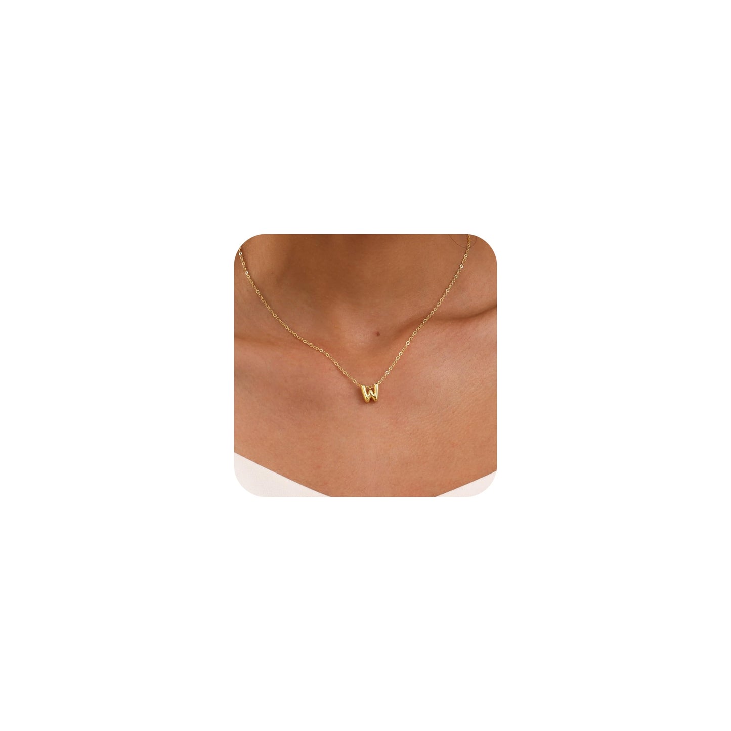 CUEZIY 14K Gold Plated Bubble Letter Necklace Initial Necklaces for Women Dainty Personalized Charm Pendant Name Necklace Cute Non Tarnish Fashion Accessories Teen Gift Trendy Stuff Jewelry Gifts