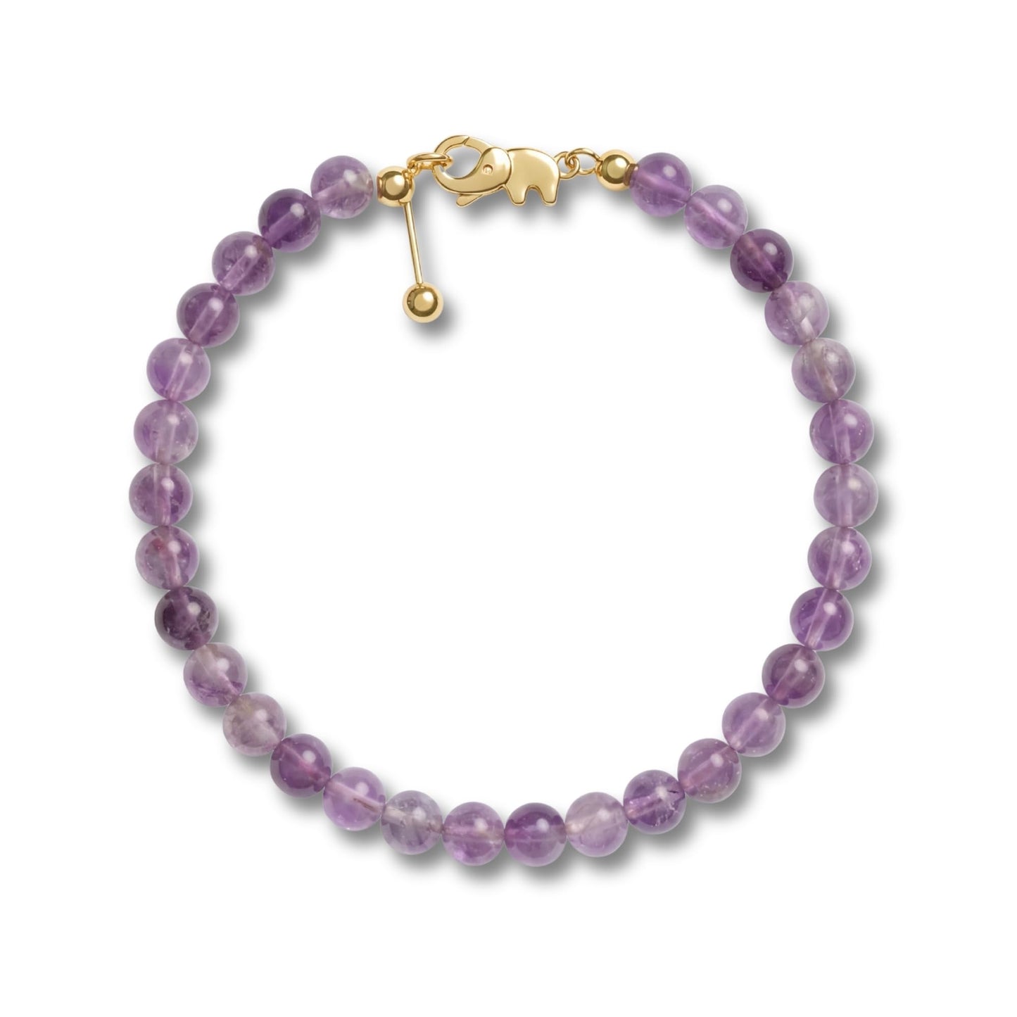 BANANE LAB Amethyst Bracelet | DIY Customizable Design | Natural 6mm Purple Gemstone Beads on 14k Gold Plated Chain | Adjustable Crown Chakra Peace & Calm Jewelry Gift for Women