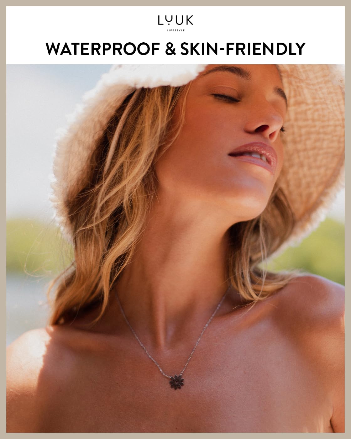 LUUK LIFESTYLE Flower pendant cute necklace, Stainless steel, 14k silver plated, with HAPPINESS Gift Card, 19in adjustable sturdy chain, dainty, modern, trendy, gifting season aesthetic