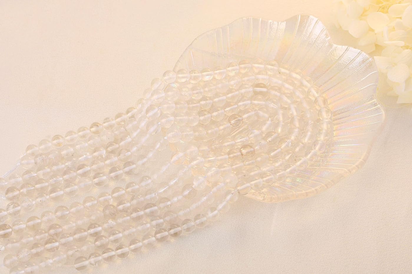 QINJIEJIE 100PCS Clear Crystal Beads 8mm Natural Stone Beads Round Loose Gemstone Bead for Bracelet Beading Crystal Jewelry Making DIY Necklace Earrings 0.32"