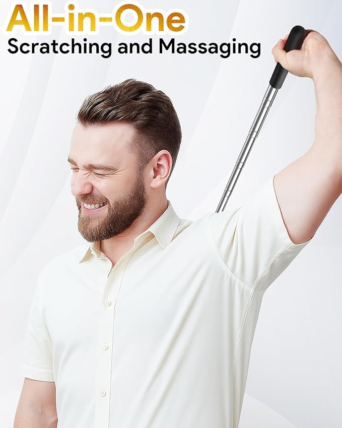 TUKUOS Telescoping Back Scratcher with 5Pcs Detachable Heads, Valentines Day Gifts for Him Men, Larger Scratching Tips, Anniversary Birthday Gifts for Men Women Back Scratcher for Men/Dad/Women/Adults