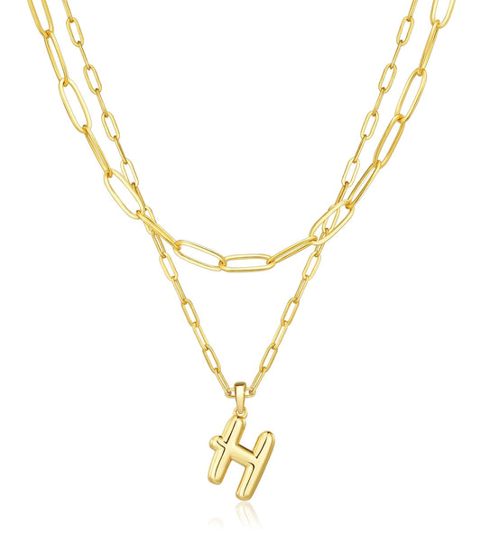 adoyi Gold Heart Initial Necklaces for Women Hers Dainty 14K Gold Plated Heart Layered Letter H Pendant Necklace Stack Jewelry Birthday Valentines Gifts for Women Mom and Wife