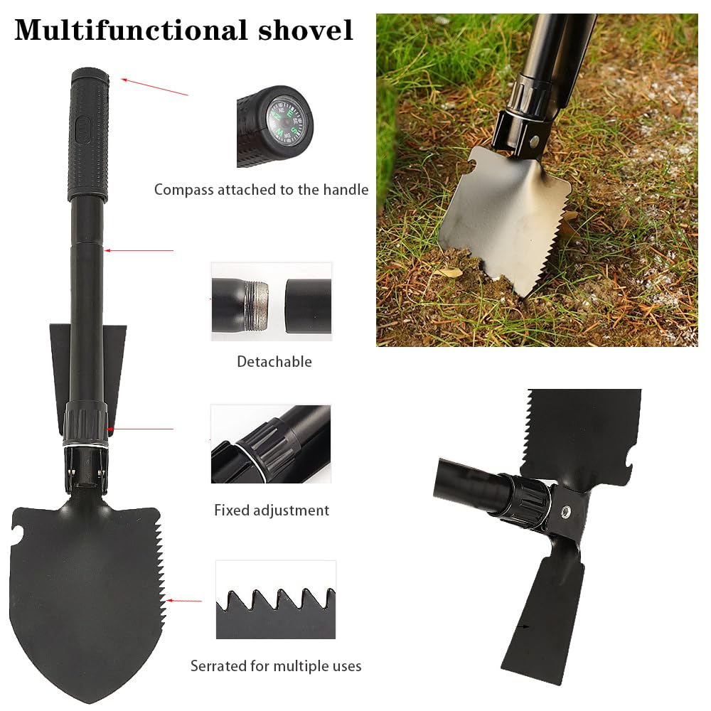 LIANXIN Emergency Roadside Kit for Car - Roadside Safety Tool Kit,with Jumper Cables Car Kit Headlamp Folding Shovel Safety Hammers Tow Rope, Emergency Roadside Car Kit