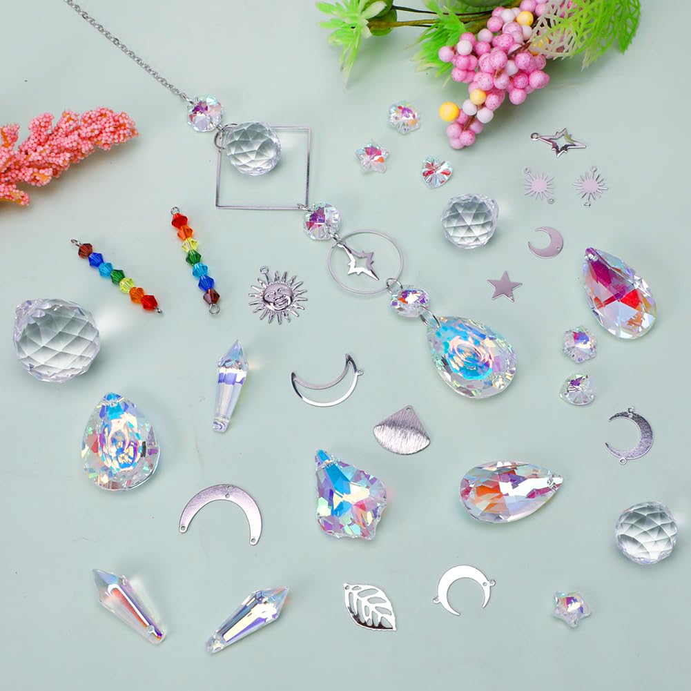 DIY Suncatcher Kit, 400pcs Crystal Sun Catchers Ornament Making Supplies Arts and Crafts Kits for Adults Indoor Windows Hanging Prism Garden Office Home Decor Gifts for Women Birthday Mother's Day