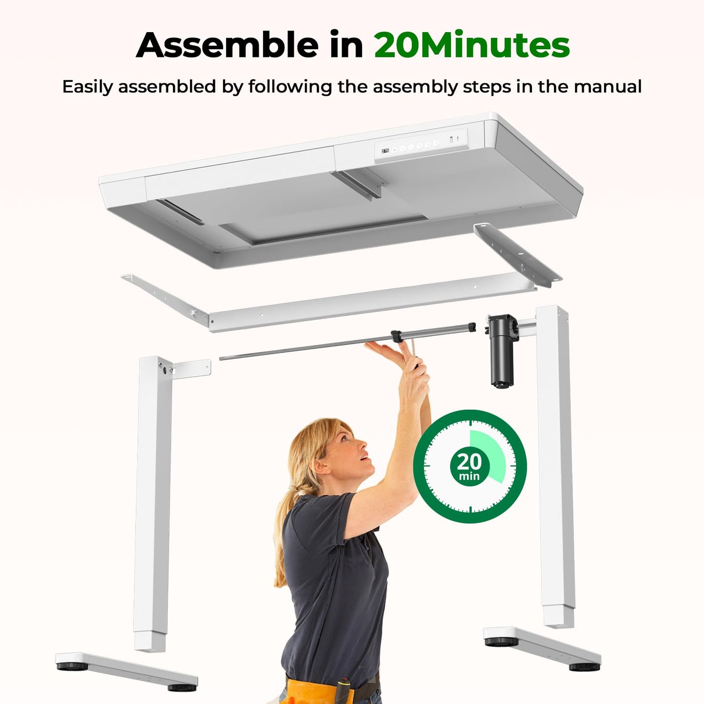JYLH JOYSEEKER Small Standing Desk with Drawer, 35" x 20" Whole Piece Tabletop Electric Sit Stand Desk, Height Adjustable Desk with Storage & USB Ports, Quick Install Home Office Computer Desk, White