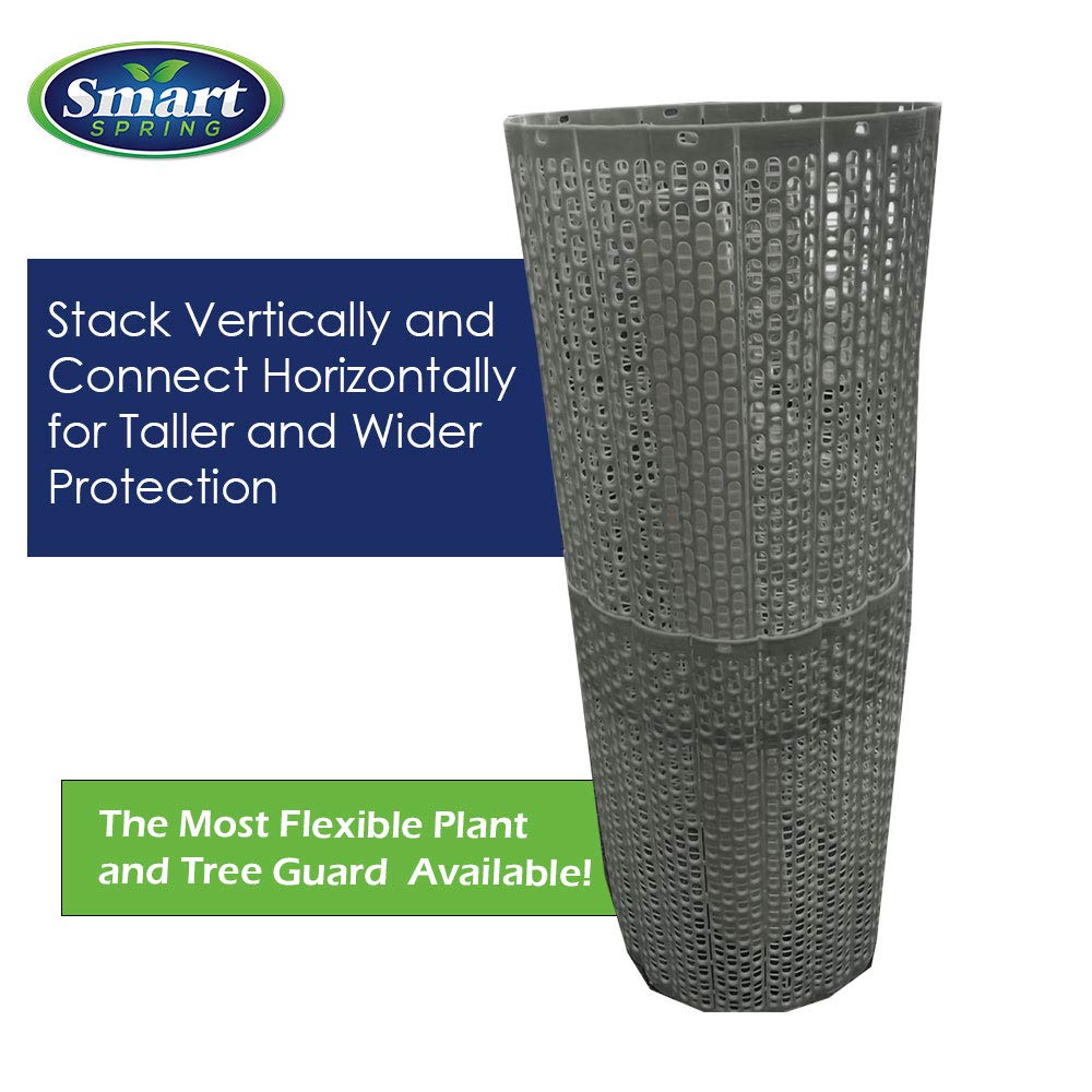 15" Tree Trunk Protectors, Stackable Spiral Tree Guards, Adjustable Width Bark Protection from Weed Eaters, Deer & Rodents, Tall Sapling & Vineyard Vine Protectors, Durable Plastic (12, Slate)