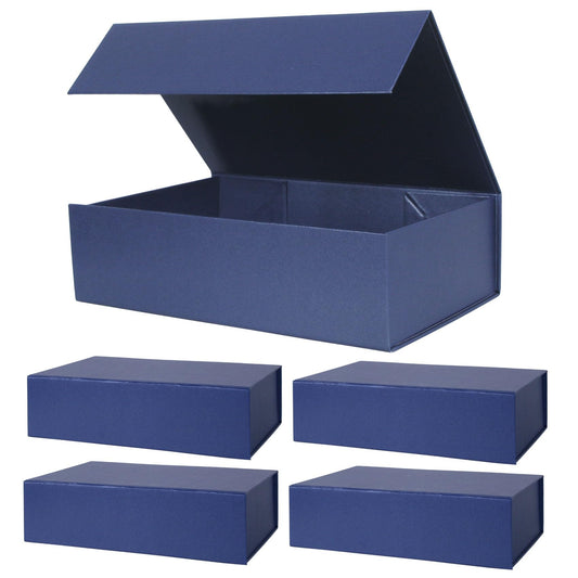 Aimyoo Navy Blue Magnetic Gift Boxes with Lids 10.5x7x3 in, Medium Bridesmaid Groomsman Proposal Box, Rectangle Collapsible Box for Present Graduation Birthday Storage 5 Pack