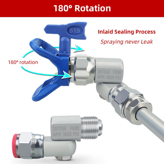 Airless Paint Spray Gun Swivel Joint Compatible with Graco 287036 7/8 Inch Thread 180 Degree Rotation