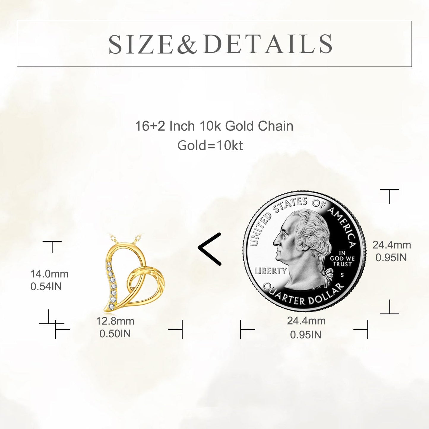 DOVRAN 10K Solid Gold Heart Necklace for Women Real Yellow Gold Love Heart Pendant Mother's Day Jewelry Gifts for Wife Mom