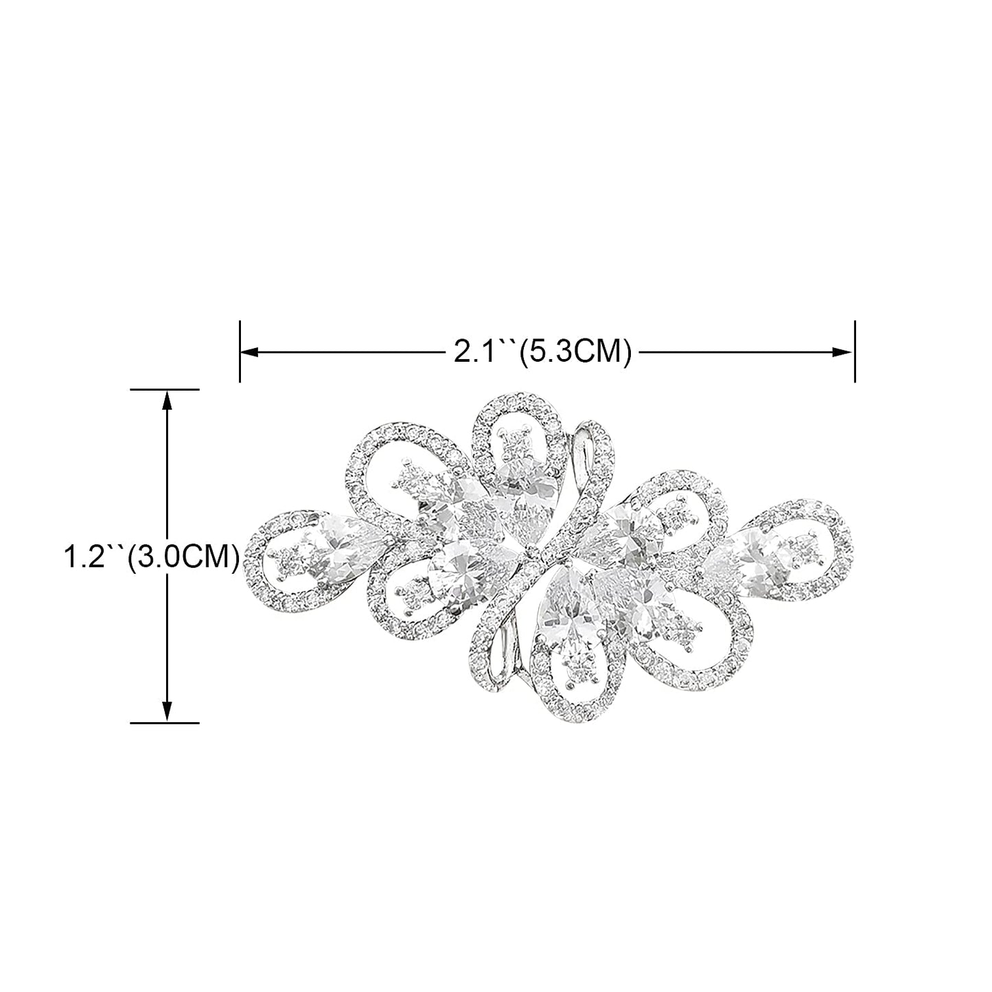 YOQUCOL White Cubic Zirconia Crystal Rhinestone Ribbon Shape Silver Tone Brooch Pin for Women Wedding Brides Jewelry