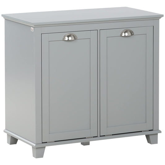 agnixnaf Laundry Sorter Cabinet,Bathroom Storage Organizer with Two-Compartment Tilt-Out Hamper,Gray
