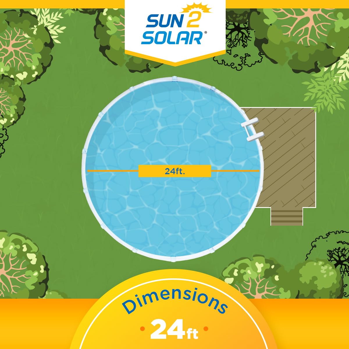Sun2Solar Blue 24 ft Round Solar Cover | 8 Mil | Heat Retaining Blanket for Above Ground & Inground Swimming Pools | Sun's Energy Heats Pool | Bubble Heating Blankets | 800 Series