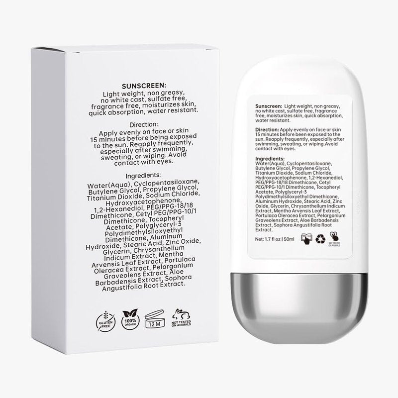 Geo Facial - Water Resistant Sunscreen, SPF 50+ Broad Spectrum, Sensitive Skin, Lightweight Non-Greasy, No white cast Formula, 1.7 fl oz