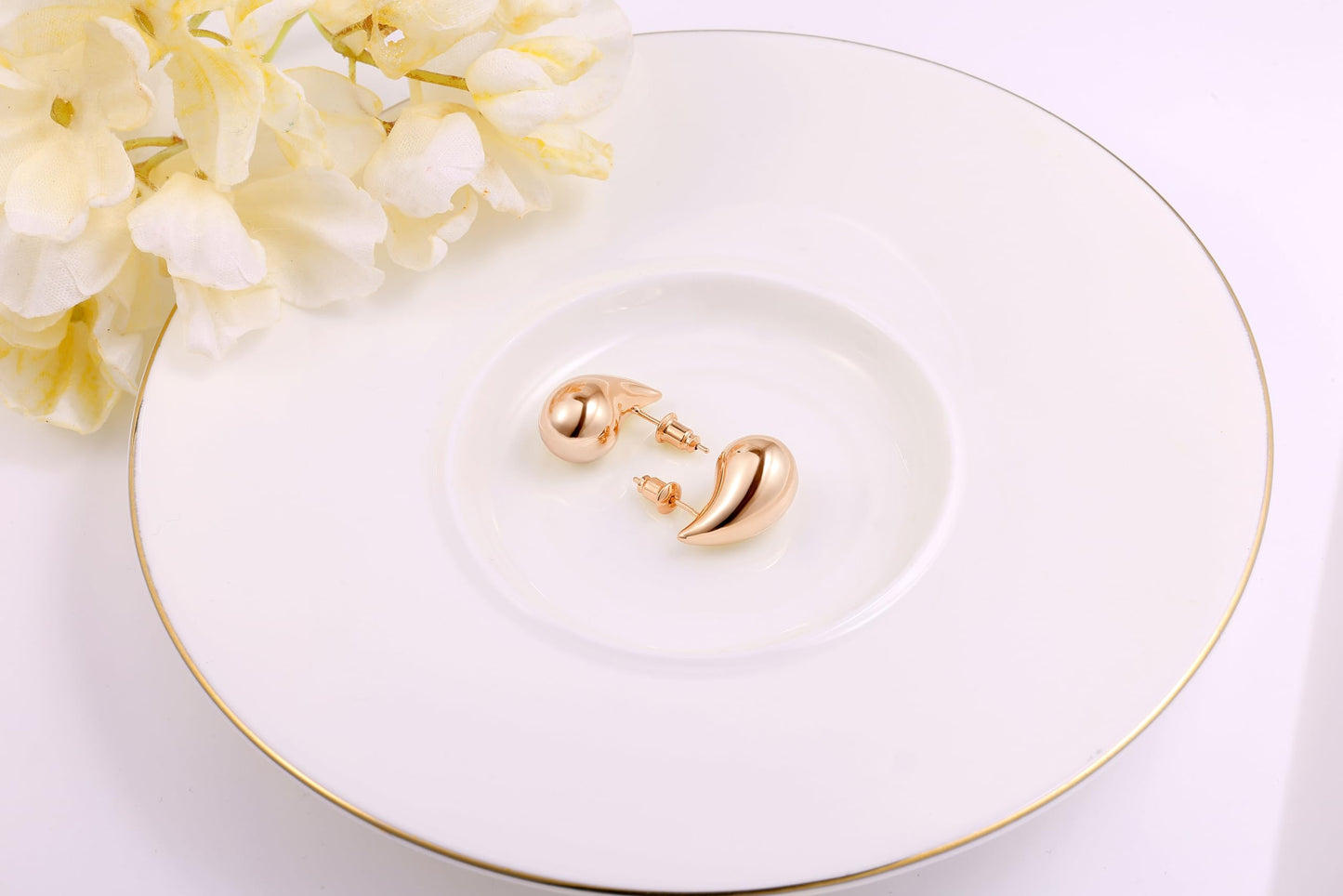 Gacimy 14K Rose Gold Plated Teardrop Earrings Dupes for Women, Chunky Drop Earrings for Women with 925 Sterling Silver Post, 0.7 Inches Rosegold