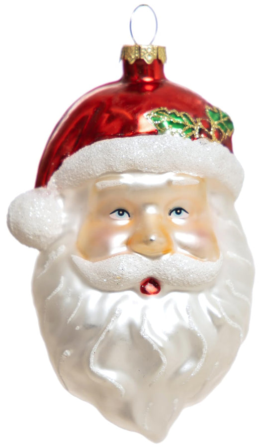 2 Count Glass Santa Head Christmas Ornament, Glass Santa Head Ornaments for Christmas Tree
