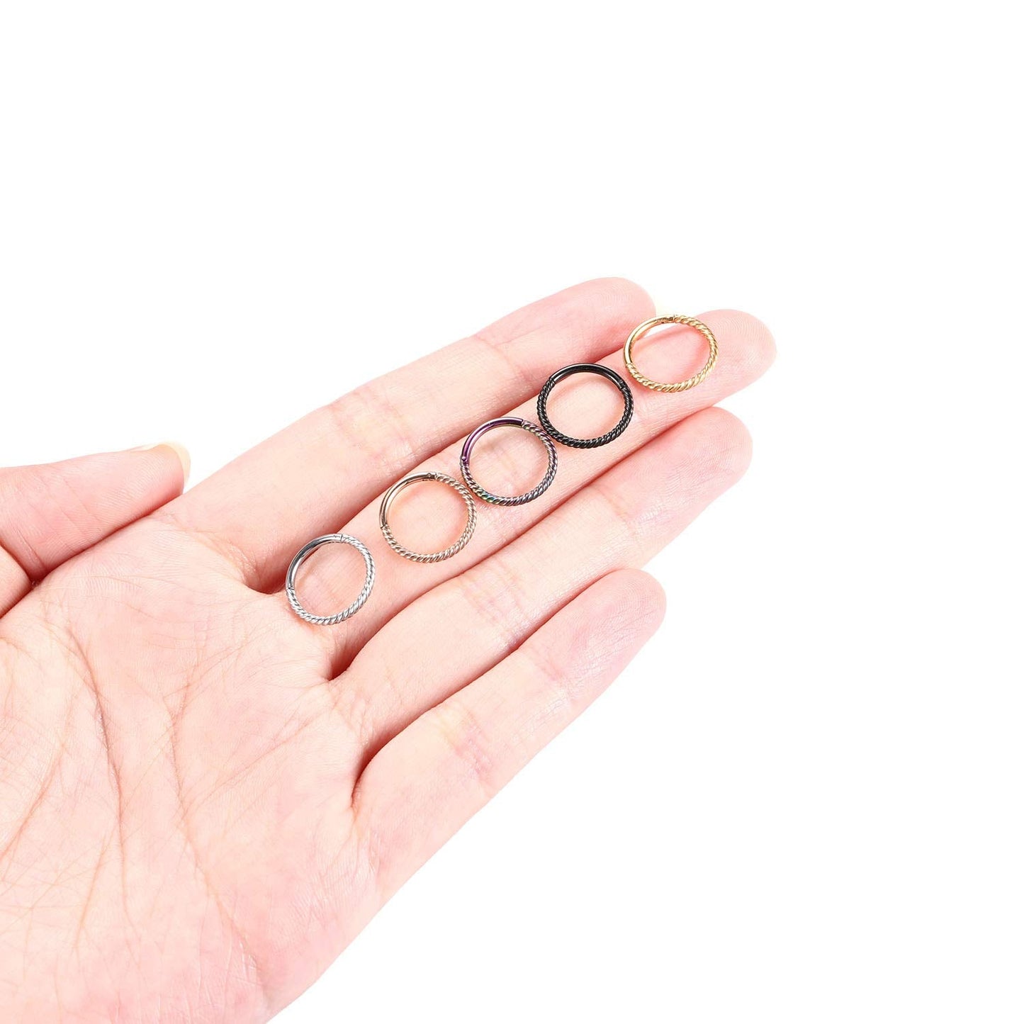Hoop Earrings Nose Rings 16 Gauge Nose Ring Septum Ring Nose Hoop 16g Cartilage Earring Rainbow Septum Clicker Lip Rings Helix Earring 12mm Rook Earrings Nose Piercing Septum Jewelry Surgical Steel