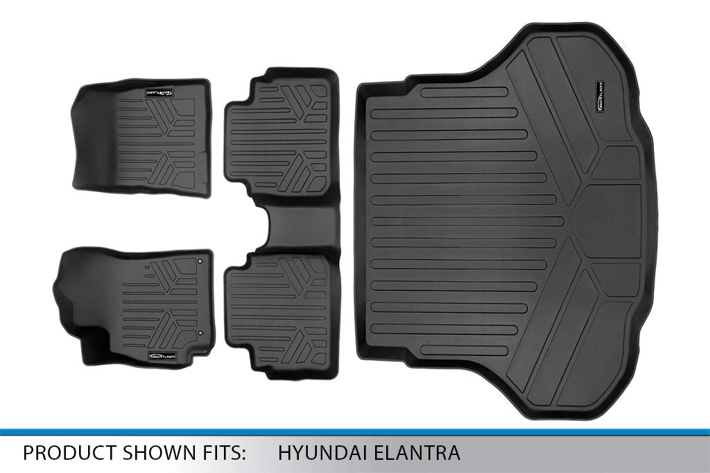 SMARTLINER Custom Fit All Weather 2 Row Floor Mats and Cargo Liner Set Compatible with 2021-2025 Hyundai Elantra