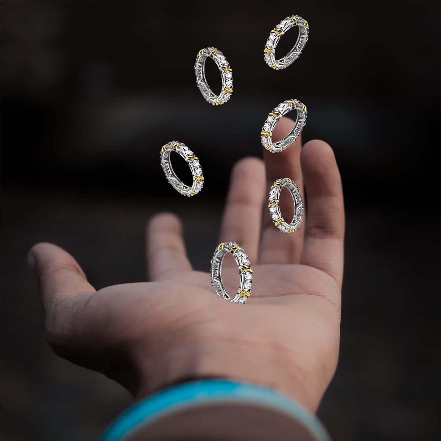 Azjachiny Moissanite Magnetology Lymphvity Ring, Magnetic Zircon Shaping Cross Full Moissanite Diamond Ring, Moissanite Rings for Women Weight Loss, Unclog Bloodstream and Lymph Nodes (Gold, new-7)