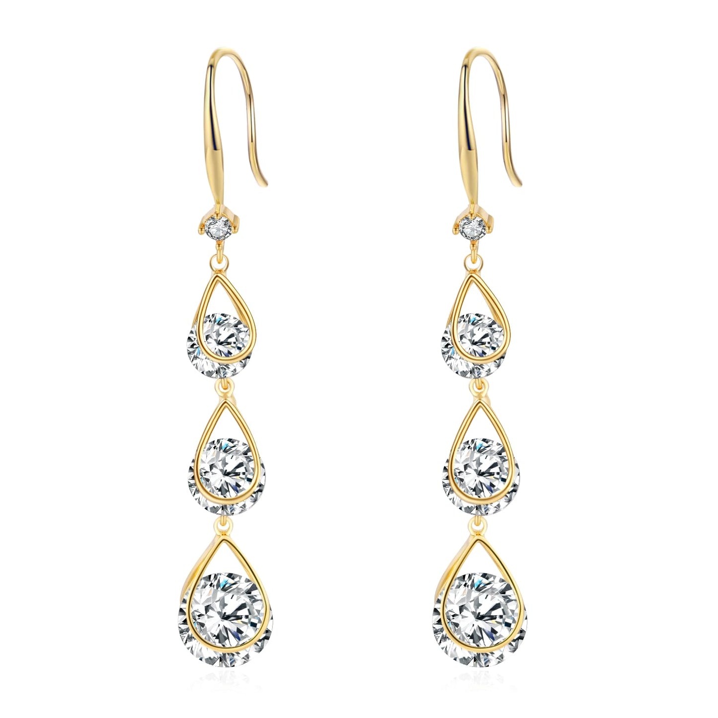 SBLING Cubic Zirconia Wedding Earrings for Brides Bridesmaids, Bridal Dangle Earrings, Crystal Drop earrings for Women Jewelry Gifts