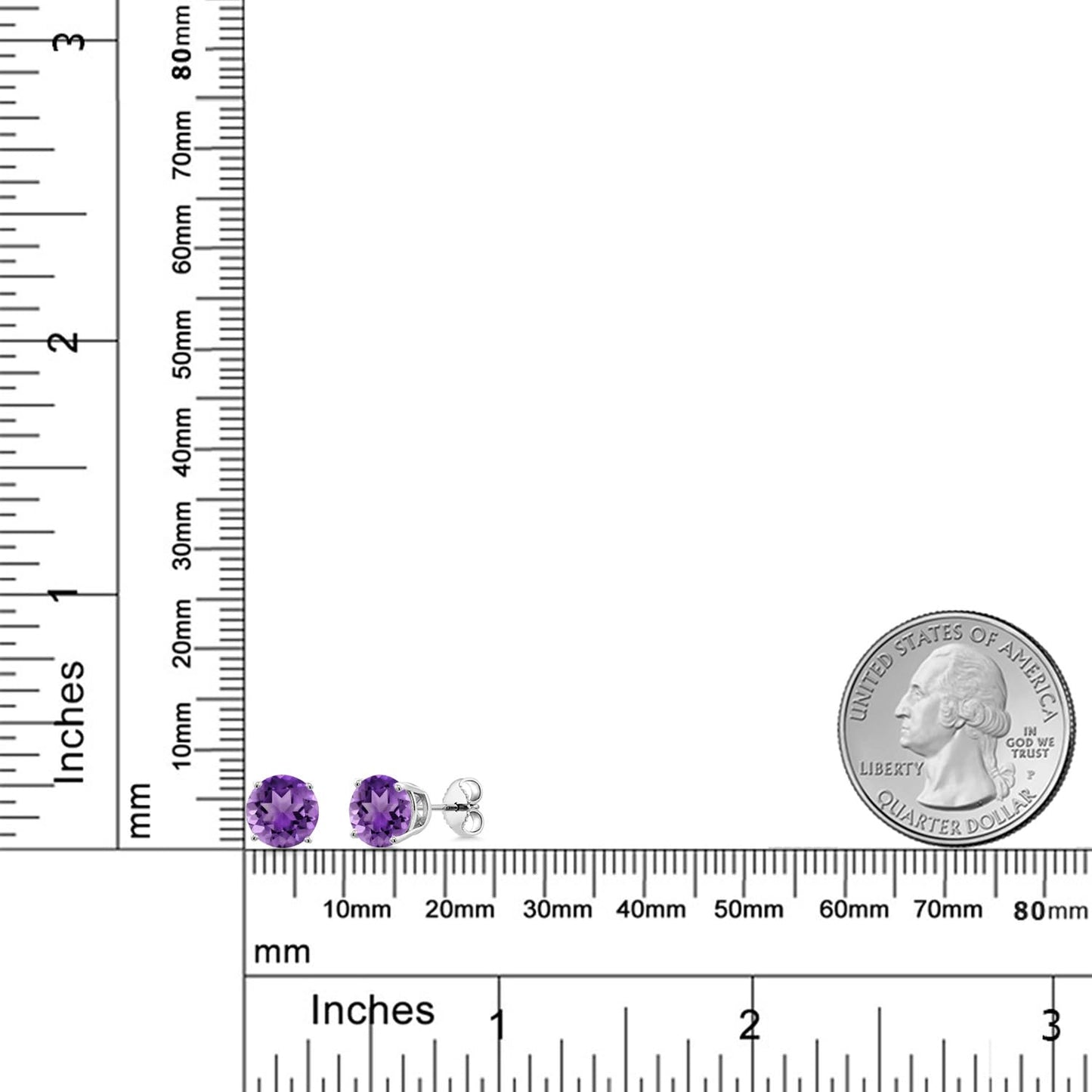 Gem Stone King 2-4 Cttw Round Gemstone Birthstone Stud Earrings For Women Men | 925 Sterling Silver | Round 7MM | Fine Jewelry Gifts for Women Her Mom Wife Men | Amethyst-February
